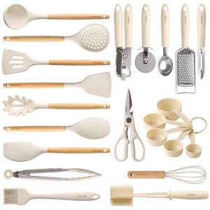 lot 1764 image: CAROTE 22pcs Silicone Cooking Utensils Set, 446°F Heat Resistant Kitchen Utensils Gadgets Set, Spatula, Turner, Whisk, Tongs