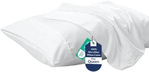 lot 2080 image: Royale Linens Queen Pillowcase Set of 2 - Bed Pillow Cover - 20 x 30 - White Pillowcases - 1800 Brushed Microfiber, Wrinkle & Fade Resistant - Soft & Cozy- Queen Size Pillow Case (White)