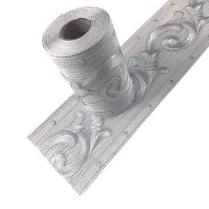 lot 2087 image: Simplemiuji Silver Flower 3D Wallpaper Border Peel & Stick PVC Wall Covering Kitchen Bathroom Bedroom Tiles Decor Sticker,4 Inch by 16.5 Feet1