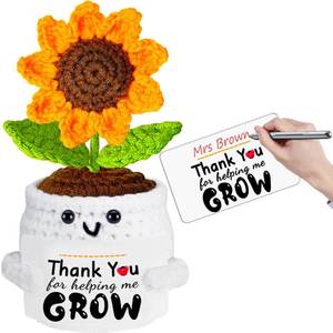 lot 2088 image: Teacher Appreciation Gifts, Easter National Teachers Day Gifts Handmade Crochet Sunflower Doll, Personalized Birthday Thank You Gift for Teachers Mentor Coworker Boss Mothers Day Retirement Gift