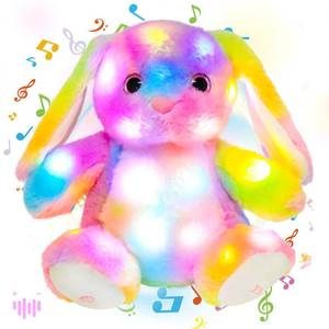 lot 2093 image: Hopearl LED Musical Stuffed Bunny Colorful Lighting Up Singing Plush Rabbit Adjustable Volume Lullaby Animated Soothe Birthday Festival for Kids Toddlers, 10