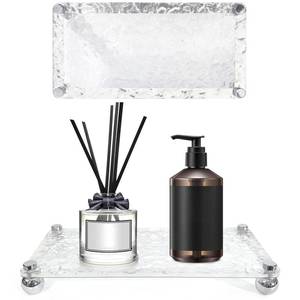 lot 2096 image: YULEAXIE Acrylic Bathroom Countertop Tray, Modern Style Bathroom Soap Dish and Vanity Organizer