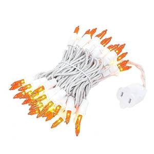 lot 2102 image: Novelty Lights 11 Feet 50 Bulb Incandescent Mini Light String, Amber with 2.5-Inch Spacing on White Wire, UL Listed Commercial Grade IndoorOutdoor Mini Lights, Connectable End-to-End
