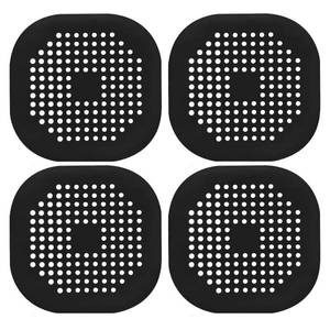 lot 2103 image: 4 Pack Drain Cover Hair Catcher Pad, Silicone Tube Trap Shower with Sucker for Bathroom Kitchen, 5.5 Flat Square Rubber Strainer Plug Filter Bathtub Sink Home Drain Protectors, Black
