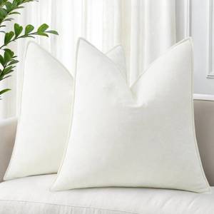 lot 2115 image: decorUhome Spring Couch Euro Sham Throw Pillow Covers 24x24 Set of 2, Decorative Soft Velvet Modern Cozy Chenille Pillow Cases with Elegant Design for Sofa Bed Living Room Home Decor, Cream White