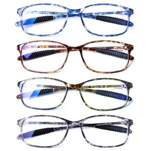 lot 2120 image: DOOViC Computer Reading Glasses 4 Pack Blue Light Blocking Glasses Anti Eyestrain Flexible Lightweight Readers for Women Men 1.75 Strength