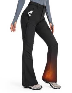 lot 2124 image: Moosehill Womens-Snow-Ski-Pants Water-Resistant Fleece Lined Warm Winter Hiking Thermal with 4 Zipper Pockets(Black, 4, 31)