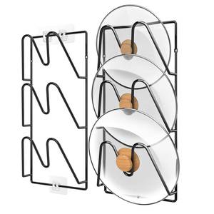 lot 4007 image: Jomoto 2-Pack Pot Lid Organizer, 6-Tier Pots & Pans Lid Holder Organizer for Cabinet or WallDoor Kitchen Storage, No-Drill Adhesive Mount, Space-Saving Solution (Black)