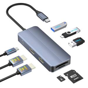 lot 4010 image: USB C Docking Station Dual HDMI, 4K60Hz 8 in 1 Docking Station Dual Monitor for MacDellHP Laptop, HDMI Splitter for Dual Monitors, Double HDTV USB C Hub Multiport Adapter with USBPDSDTF