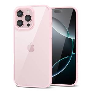lot 4418 image: LoeoeL for iPhone 16 Pro Case Clear, Transparent Hybrid 16 Pro Phone Case Hard Plastic & Soft Silicone Bumper Acrylic Non Yellowing Thin Slim Protective Cover for Women, Light Pink