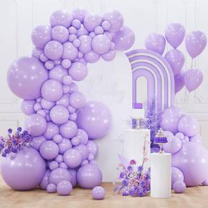 lot 4420 image: PartyWoo Lavender Balloons 155pcs Different Sizes Pack of 18 12 10 5 Inch Light Pastel Purple Lilac Balloon Arch Kit for Baby Shower Bachelorette Fairy Birthday Princess Party Decorations Purple-Q10