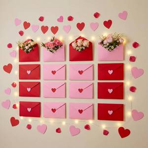 lot 4437 image: Eaasty 16 Pcs Large Valentines Day Love Envelopes with Card and Tape Valentines Day Wall Decoration Gifts Cards DIY Letter Photo Background for His Her Anniversary Romantic