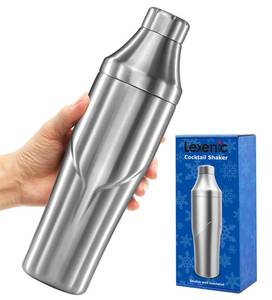 lot 4443 image: Lexenic 24oz Cocktail Shaker - Insulated Double Wall Keep Drink Chilled - No Stuck Twist Lid,Leakproof and Built-in Strainer - Perfect for Home Bar- Premium Stainless Steel Drink Shaker,Martini Shaker