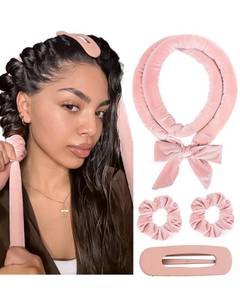 lot 4447 image: Yanibest Heatless Hair Curler, No Heat Hair Curlers to Sleep in, Super Soft Ribbon Wrap for Long Hair, Overnight Heatless Curling Set with Scrunchies and Clip, for All Hair types(Pink)