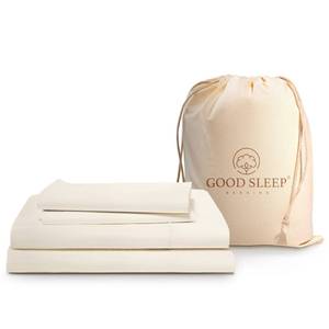 lot 4455 image: Good Sleep Bedding King Size Sheets Deep Pocket Set - 4 Pc, 100% Egyptian Cotton Sheets, 1000 TC Luxury Sheet Set, Fits Upto 16, Soft Hotel Style King Bed Sheets with Pillow Covers - Ivory
