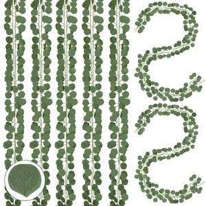 lot 4465 image: Sggvecsy 16Pcs Artificial Eucalyptus Garland Greenery Leaves Silk Vines Silver Dollar Leaves Faux Leaf Plants for Wedding Wall Table Party Home Fireplace Bedroom Decor