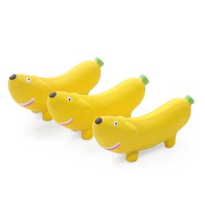 lot 4471 image: BRMDT 5.3 Squeak Latex Dog Toys Banana 3 Pcs, Funny Fruit Sets Pet Toys Puppy Small Medium Dog Squeaky Chew Toys One is chewed ONLY TWO