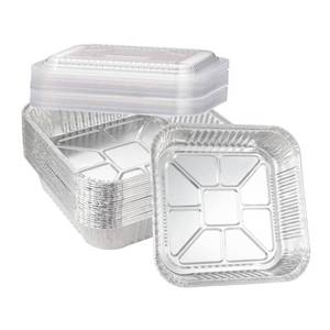 lot 4477 image: Waytiffer 20-Pack Disposable Aluminum Foil Tins - Heavy Duty Square Cake & Baking Pans with Plastic Dome Lids