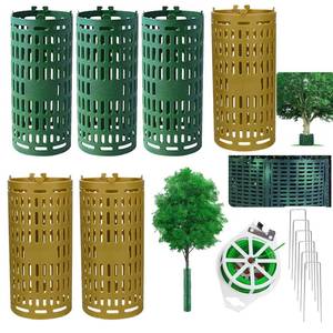 lot 4497 image: 6 Pack Tree Trunk Protector, Tree Plant Guard Protectors with Twist Ties, Garden Protection Tree Wraps Cages for Damaged Bark, Extendable Shrub Protectors from Trimmers and Mowers Rodents Scald