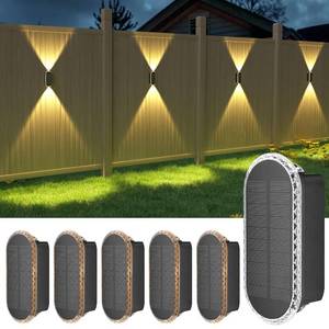 lot 4505 image: Ellasay Solar Fence Lights Outdoor 6-Pack Solar Powered Wall Lights Up and Down Waterproof IP65-3 Color Brighter LED Focus Lens SolarLights Dusk to Dawn 12h for PatioBackyardPorchRailing