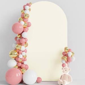 lot 4506 image: Wokceer Wedding Arch Cover 8FT Spandex Fitted Wedding Arch Stand Covers Round Top Chiara Arch Backdrop Cover for Birthday Party Ceremony Banquet Decoration Ivory