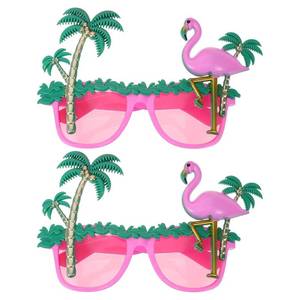 lot 6025 image: BESTOYARD 2 Pcs Flamingo Sunglasses, Coconut Tree Eyeglasses, Hawaiian Eyewear Props, Summer Photo Booth Accessories for Adult Luau Party, Men Women Dancing, Halloween Beach Events