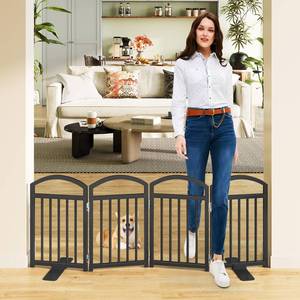 lot 9525 image: Snughome Short Dog Gate Indoor, 19.69 H Freestanding Small Dog Door Gates with Support Feet, Expands Up to 48 Wide Foldable Pet Gates for Doorway, 4 Panel Folding Pet Door Pet Fence for Puppy, Black
