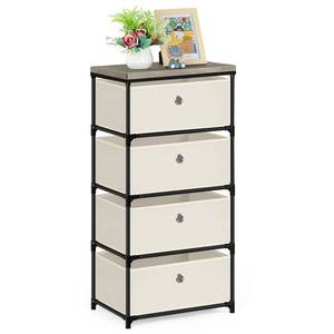 lot 9527 image: HAITRAL Fabric Storage Chest, Drawer Clothes Organizer - 4 Drawers Storage Organizer Unit for Closet, Easy Assembly Closet Dresser for Dorm, Bedroom, Hallway, Storage Bins (Off White)