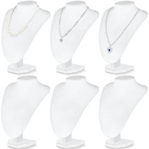 lot 9533 image: Huquary 6 Pcs Necklace Display Stand Necklace Holder Jewelry Bust Display Stands for Selling Home Store Trade Shows Photography Props Retail(White,Velvet)