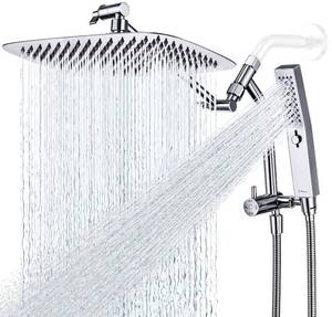 lot 9538 image: G-Promise All Metal 12 Inch Shower Head with Massage Mode Handheld, Rain Shower Head with Handheld Spray Combo, 3-Way Diverter with Pause Setting, 11 Inch Adjustable Extension Arm (Chrome)
