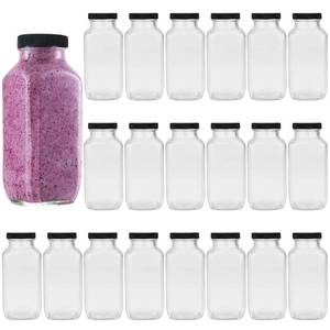 lot 9539 image: Encheng Beverages Drinking Bottles 12oz,Glass Water Botttle with Lids,Octagonal Vintage 350ml,Juice Bottles for Storage Tea,Kombucha,Milk Smoothies Jars 20Pack