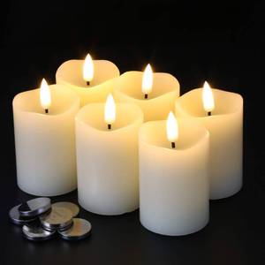 lot 9543 image: Eywamage Timer Flameless Votive Candles 2 inch x 3 inch , Flickering Small LED Pillar Candles Batteries Included, Ivory Christmas Home Decor 6 Pack with 5 hours timer