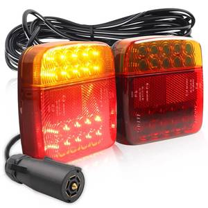 lot 9547 image: DYNVEX Magnetic LED Trailer Towing Light Kit, 24ft Cable with 7 Pin Plug, 4 Excellent Lighting Modes LED Trailer Lights, IP67 Waterproof Tail Tow Lights Kit for US RV, Camper, Boat, Caravan