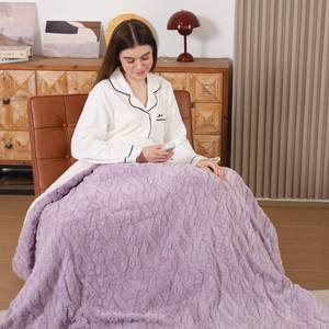 lot 9551 image: Heated Blanket Electric Throw 50 x 60 - Fluffy Ultra Soft Electric Blanket with 3D Stylish Design, 240g Plus 200g Sherpa, 5 Heating Levels and 4 Hours Auto Off, Machine Washable, Lavender Violet