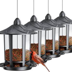 lot 9552 image: Birdream 4 Pack Bird Feeders for Outdoor Hanging, Classic Castle Design Fun Assembly Bird Feeder, Attracting Wild Birds Cardinals Goldfinches Chickadees Finches Sparrows