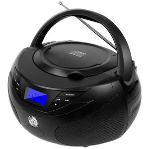 lot 9566 image: Portable CD Player Boombox with Bluetooth, FM Radio, USB Playback, Built-in Rechargeable 2000mAh Battery, Remote Control, Stereo Sound (Black)