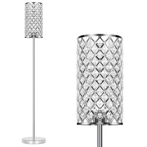 lot 9567 image: Crystal Floor Lamp, Modern Standing Lamp with Elegant Shade, LED Floor Lamp with OnOff Foot Switch Silver Finish Tall Pole Lamp Accent Lights for Living Room, Girl Bedroom, Dresser, Office (E26 Base)