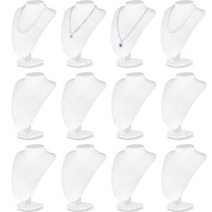lot 9570 image: Huquary 12 Pcs Necklace Stand Display Jewelry Bust Display Stands Necklace Stand Jewelry Photography Props for Selling for Home Store Trade Shows(White,Velvet)