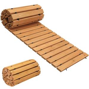 lot 9575 image: LINSHRY 12FT Wooden Garden Pathway, Outdoor Roll Out Decorative Garden Walkway, Weather-Resistant Non-Slip Hardwood Pathway for Backyard, Beach, Wedding Party Paths