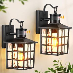 lot 9580 image: VIANIS 2 Pack Black Motion Sensor Porch Lights Outdoor, Modern Exterior Lighting Fixtures Wall Mount for House, 100% Aluminum Anti-Rust Waterproof Outdoor Wall Sconce for Garage, Front Door, Patio