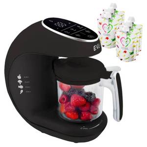 lot 9581 image: EVLAS Baby Food Maker, Steamer, Blender, Baby Food Processor for Healthy Homemade Baby Food in Minutes, Touch Screen with 6 Reusable Food Pouches, Baby Registry Essential, Dark Grey