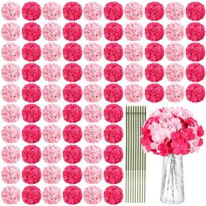 lot 9582 image: Yunsailing 100 Pcs Artificial Hydrangea Flowers Hydrangea Flower Heads with Stems Silk Faux Flowers for Wedding Centerpiece Fake Bouquet Home Indoor Garden Party Decoration(Pink Rose Red)