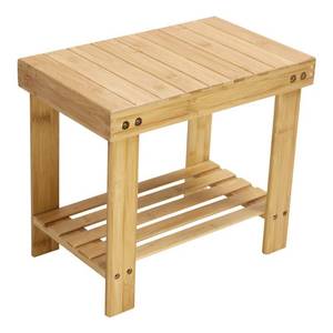 lot 9585 image: KKTONER Bamboo Step Stool with Storage Shower Bench with Shelf Foot Stool for Bathroom Living Room Bedroom Natural Color
