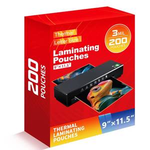 lot 10257 image: Thermal Laminating Pouches,Hold 8.5 x 11 inch Sheets 200 Pack,3 Mil Clear Thermal Laminate Pouches 9x11.5 inch Lamination Sheet Paper