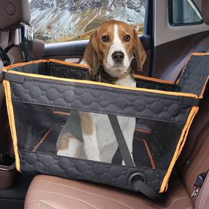 lot 10259 image: Prpeko Dog Car Seat for Large Dogs,Waterproof Fabric with Breathable Mesh&Adjustable Dog Seat Belt for Car,Dog Bed for Back Seat Up to 40 LB-Medium Orange