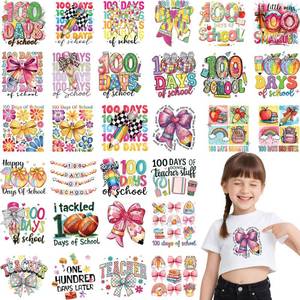 lot 10273 image: Back to School Iron on Transfers, 30 Pcs 100 Days of School DTF Transfers Ready to Press, Teacher Appreciation Heat Transfer for T-Shirts, Bags, DIY Clothing