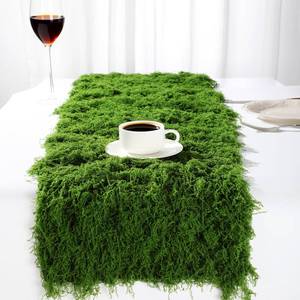 lot 11055 image: Zeyune 2 Pcs Fake Moss Table Runner for Crafts 12 x 71 Artificial Moss Sheet Roll Waterproof Carpet Blanket for Wall Roof Garden Wedding Birthday Party Table Decoration (Green)