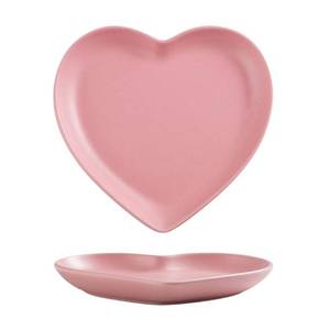 lot 11058 image: FUYU 2pcs Colorful Matte Heart Shaped Ceramic Dinner Plate for Salad, Dessert, and Steak