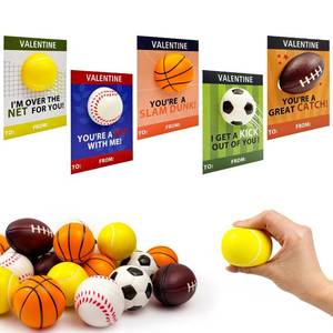 lot 11062 image: Sports Valentines Cards Gifts for Kids School Classroom - 24 Pack, Mini Foam Ball Toys with Exchange Cards for Toddler Boys Girls, Valentines Party Favors Goodie Bag Stuffer Class Prizes for Students