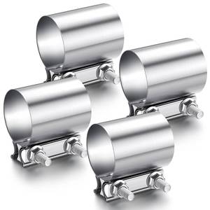 lot 11093 image: MorningRo 4 Pcs 2.5 Inch Exhaust Clamp Stainless Steel Exhaust Pipe Muffler Clamp Butt Joint Band Sleeve Coupler for Pipes Muffler Connections, Catalytic Converters